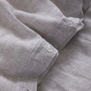 Quince European 100% Linen King Cal King Duvet Cover Grey Pinstripe $160, New!